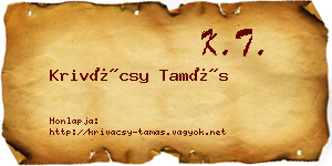 Krivácsy Tamás névjegykártya